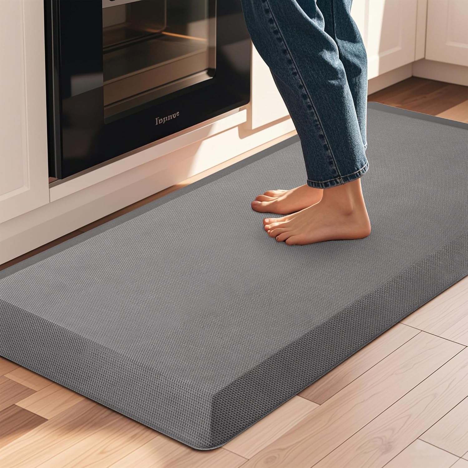 Grey Thick Memory Foam Anti Fatigue Kitchen Mat