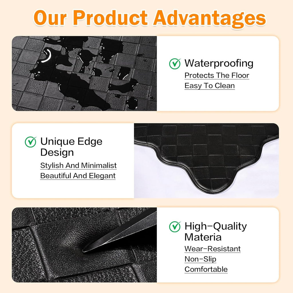 Black 3-Piece Anti Fatigue Kitchen Rug Set