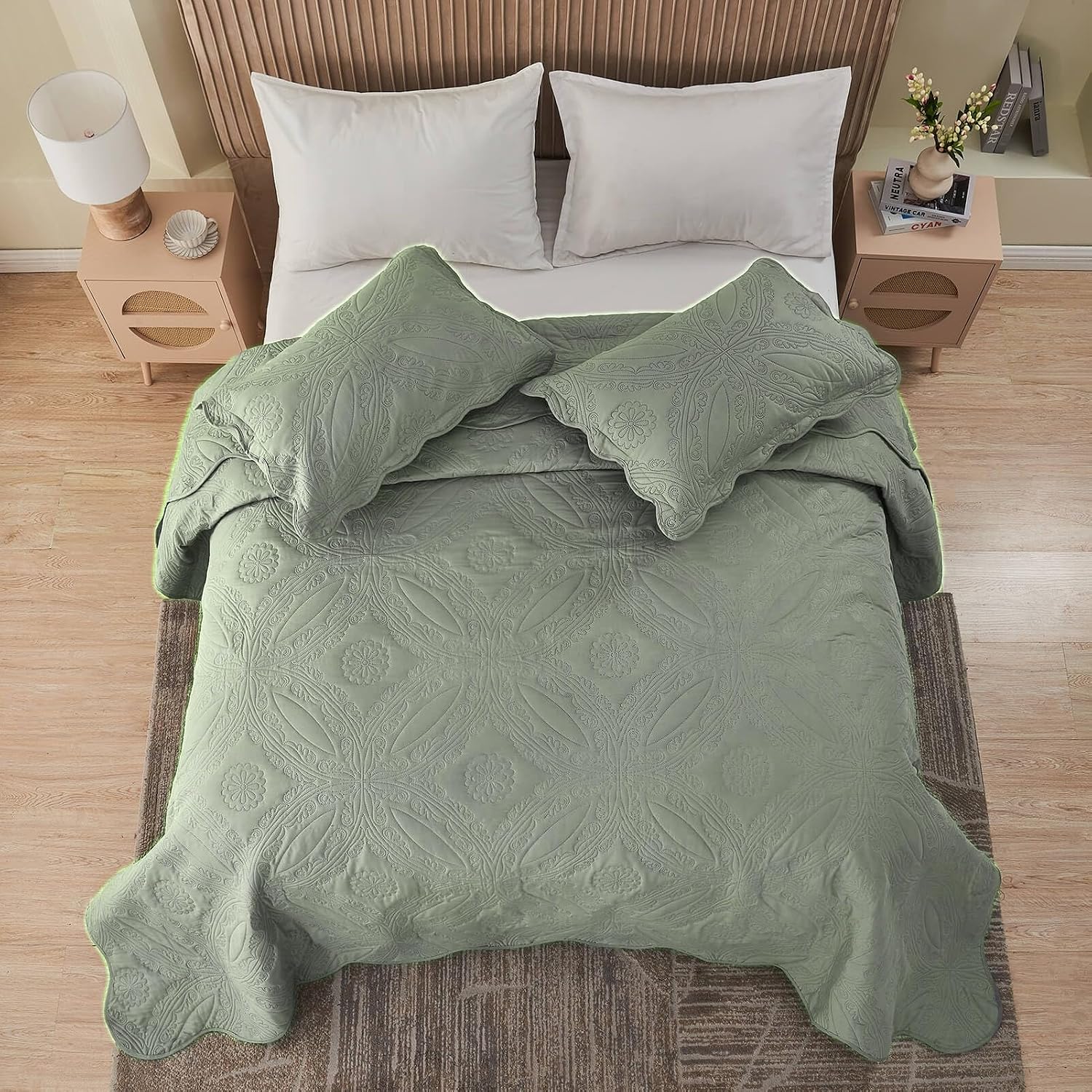 Sage Oversized King Quilt Coverlet Set
