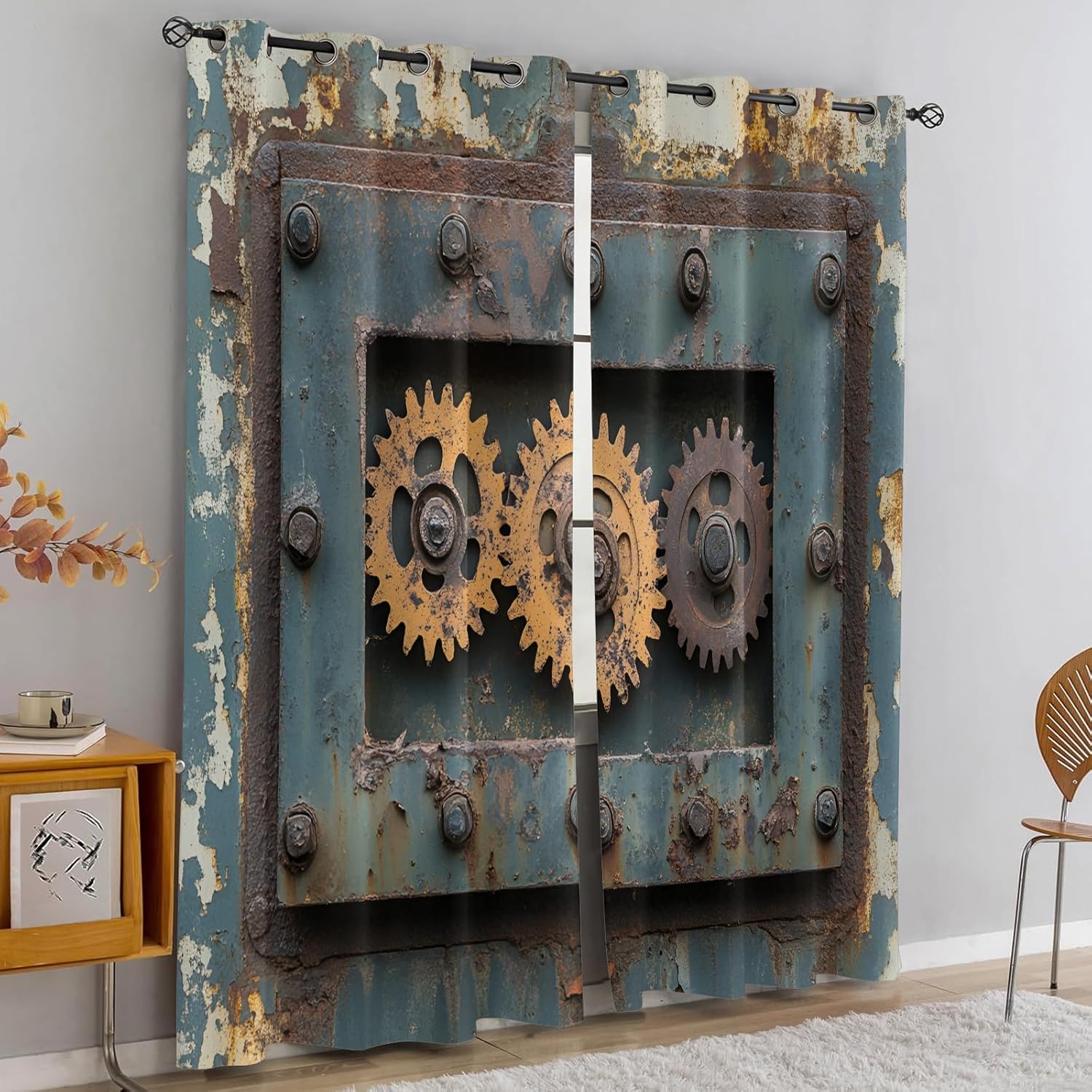 Steampunk Gear Blackout Curtains Set
