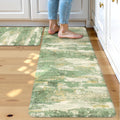 Green Abstract 2-Piece Anti Fatigue Kitchen Mat Set