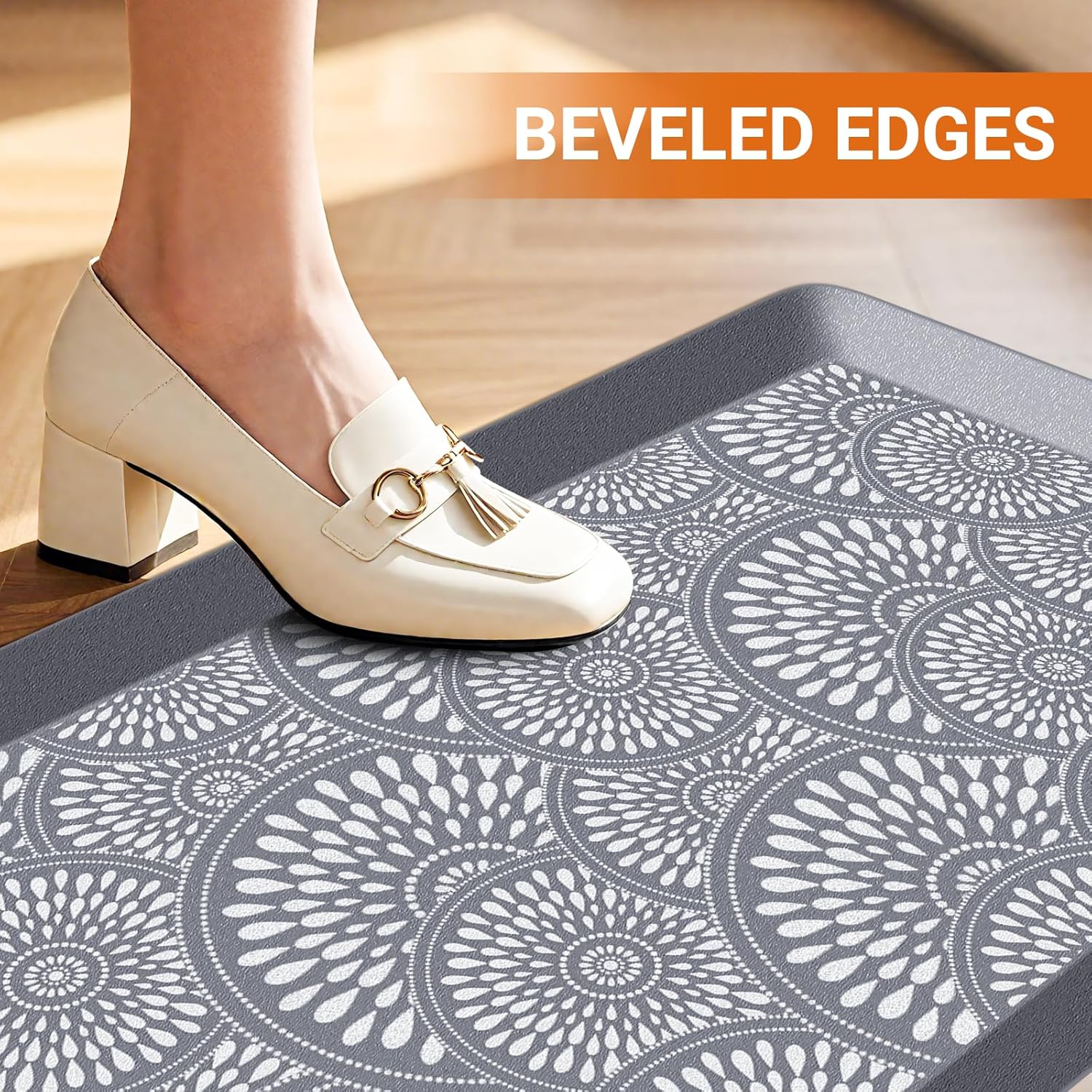 Mattitude 4/5 Inch Kitchen Mat, 20x48in Heavy Duty Ergonomic Comfort Foam Standing Desk Mat, Waterproof Non-Slip Standing Mats and Rugs for Kitchen, Office, Black