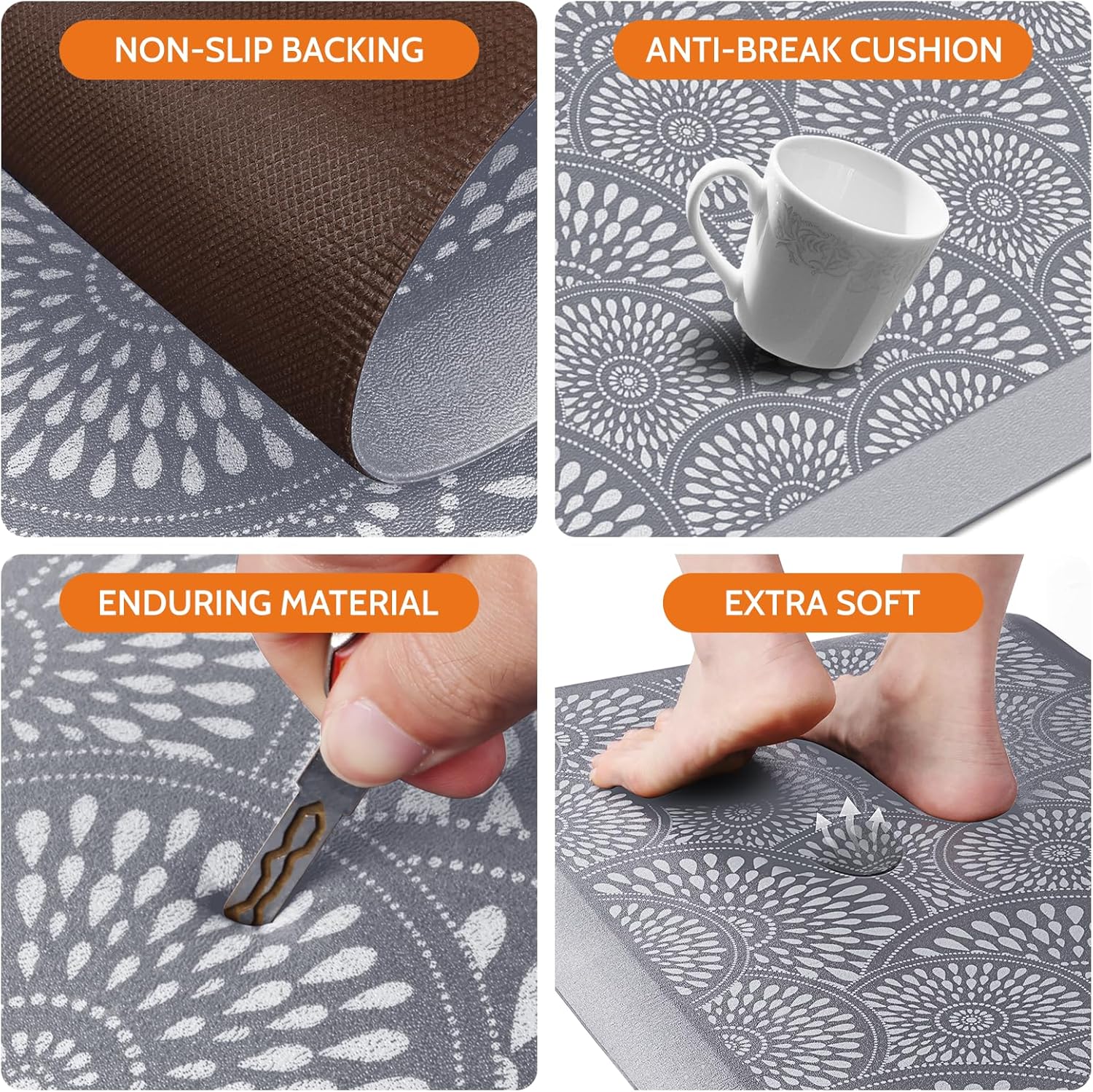 Mattitude 4/5 Inch Kitchen Mat, 20x48in Heavy Duty Ergonomic Comfort Foam Standing Desk Mat, Waterproof Non-Slip Standing Mats and Rugs for Kitchen, Office, Black