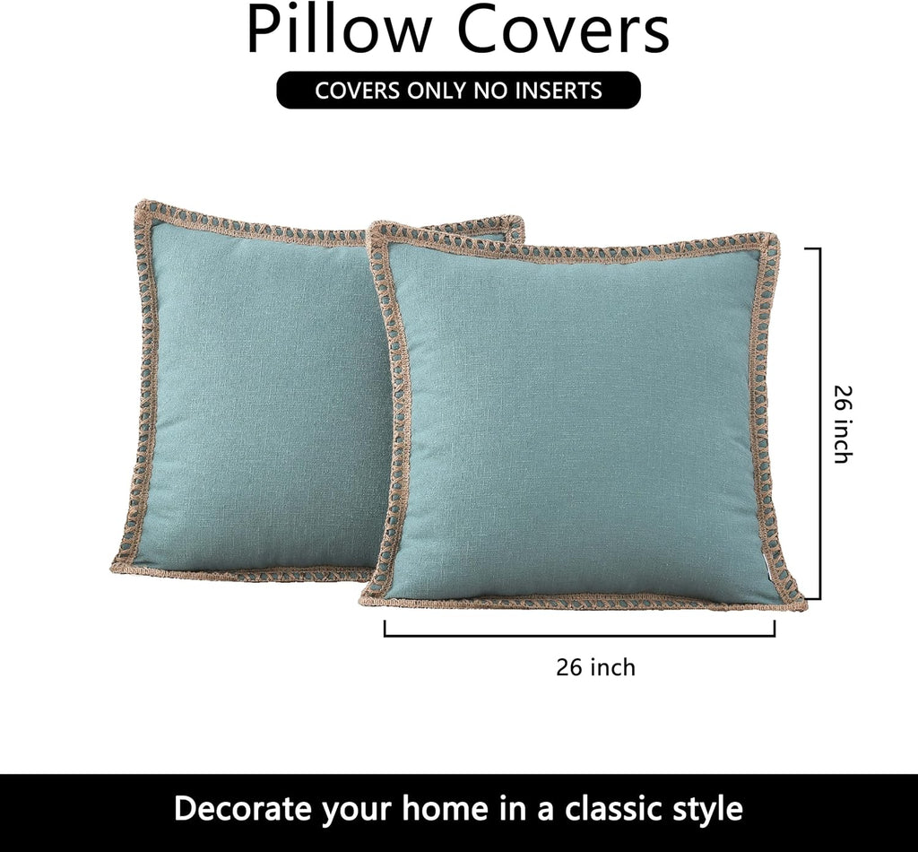 Teal Linen Farmhouse Pillow Covers