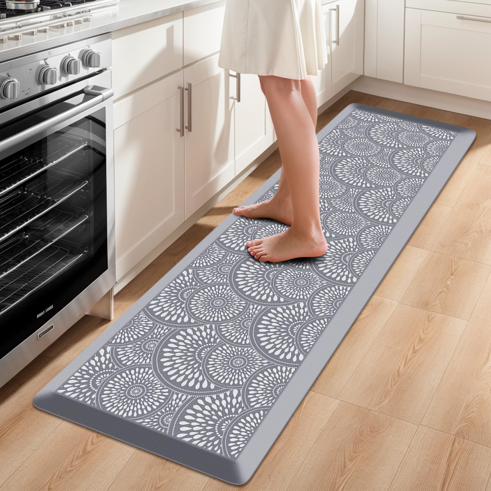 Mattitude 4/5 Inch Kitchen Mat, 20x48in Heavy Duty Ergonomic Comfort Foam Standing Desk Mat, Waterproof Non-Slip Standing Mats and Rugs for Kitchen, Office, Black