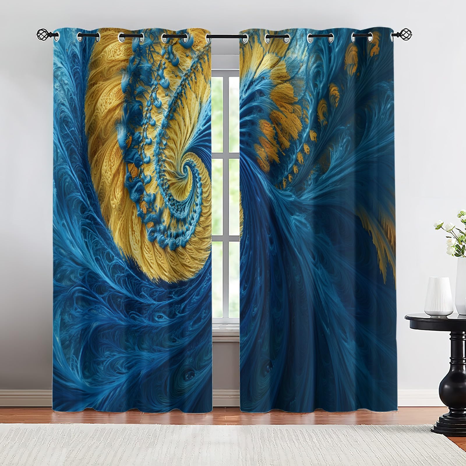 Wavy Stripes Curtains,Rusted Metal Blackout Curtains Industrial Style Grommet Drapes 2 Panels for Bedroom Living Room 31.5" W x 45" L x2
