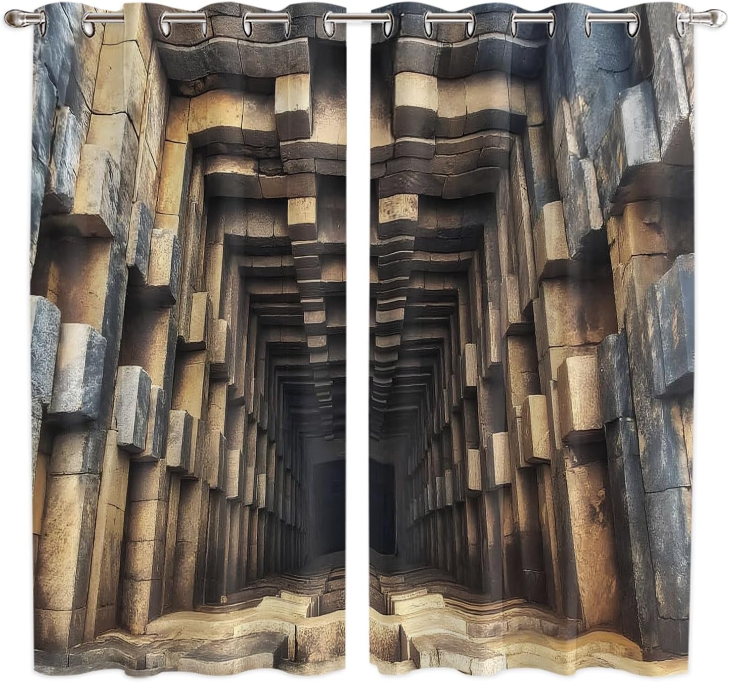 Stone Wall Industrial Grommet Curtains