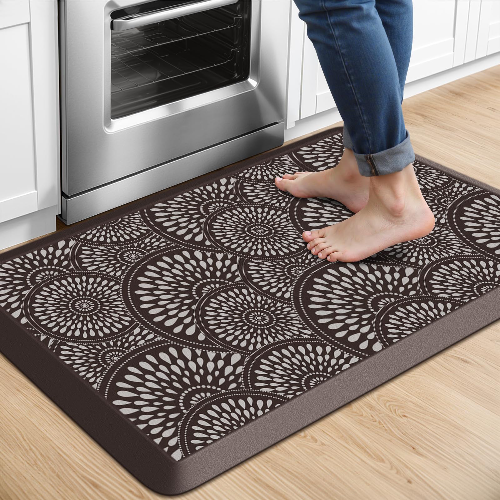 Mattitude 4/5 Inch Kitchen Mat, 20x48in Heavy Duty Ergonomic Comfort Foam Standing Desk Mat, Waterproof Non-Slip Standing Mats and Rugs for Kitchen, Office, Black