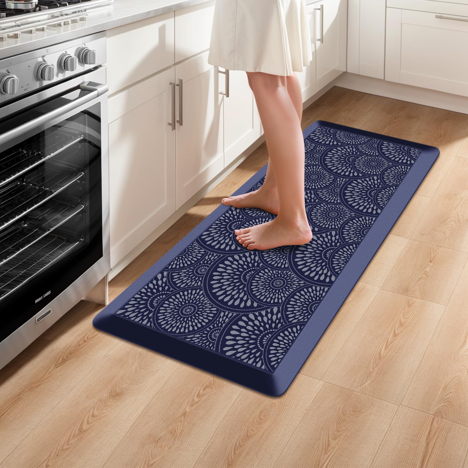 Mattitude 4/5 Inch Kitchen Mat, 20x48in Heavy Duty Ergonomic Comfort Foam Standing Desk Mat, Waterproof Non-Slip Standing Mats and Rugs for Kitchen, Office, Black