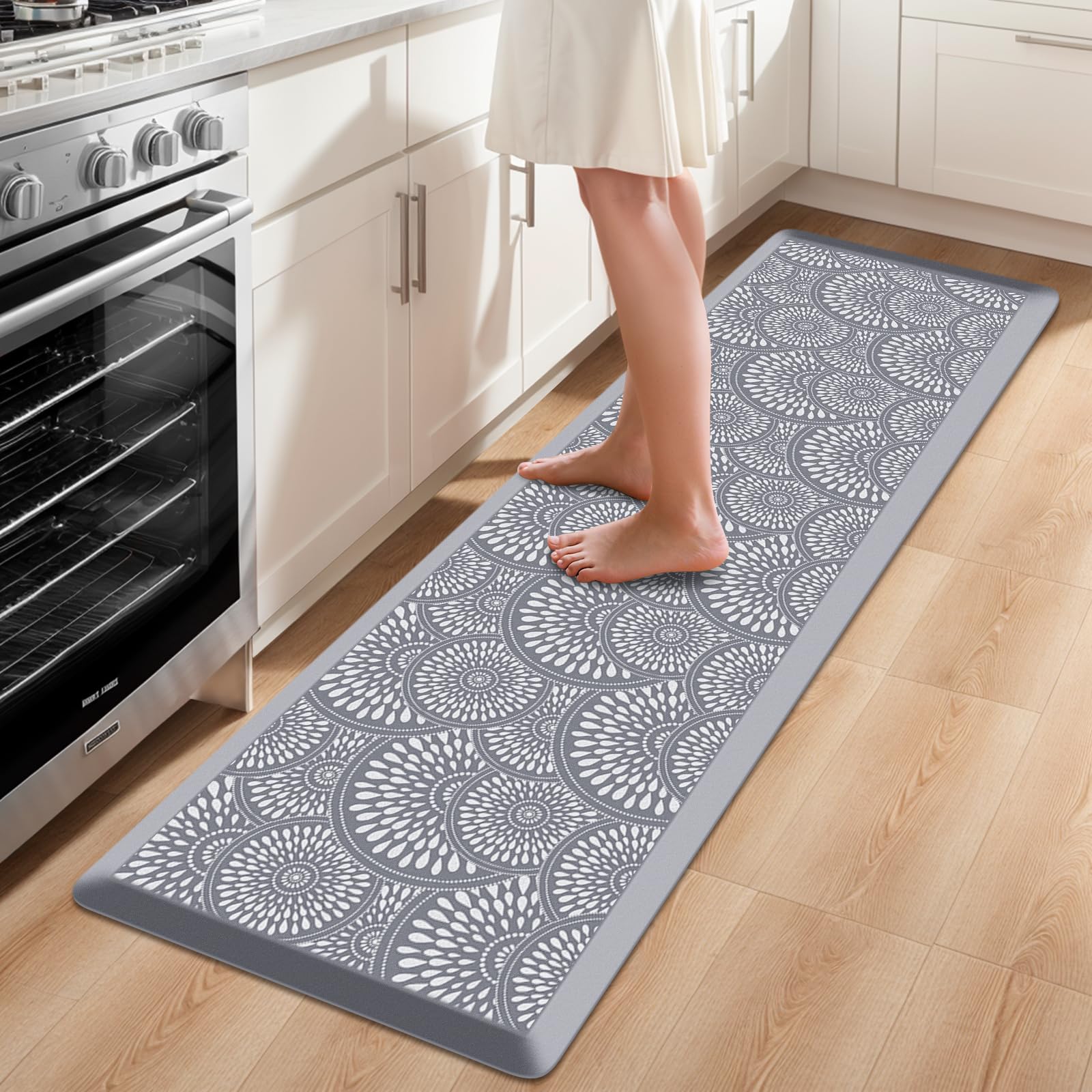 Mattitude 4/5 Inch Kitchen Mat, 20x48in Heavy Duty Ergonomic Comfort Foam Standing Desk Mat, Waterproof Non-Slip Standing Mats and Rugs for Kitchen, Office, Black