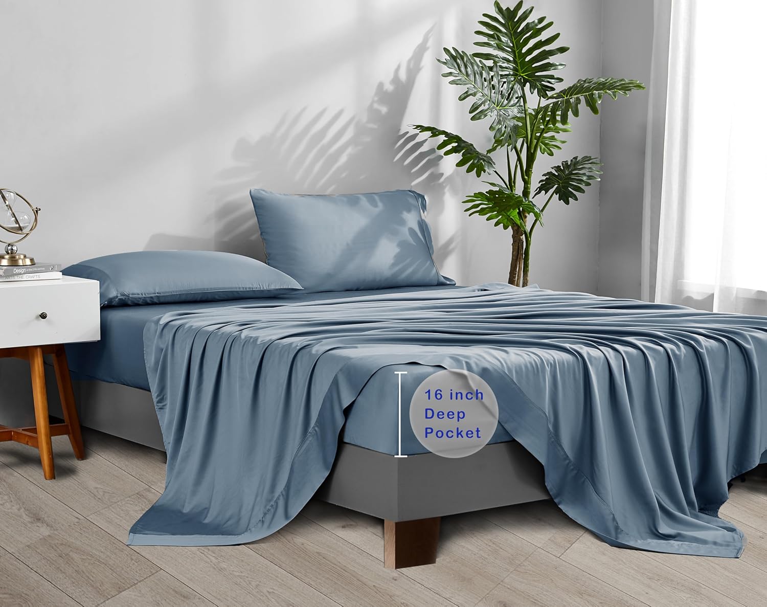 Dusty Blue Bamboo Split King Sheet Set