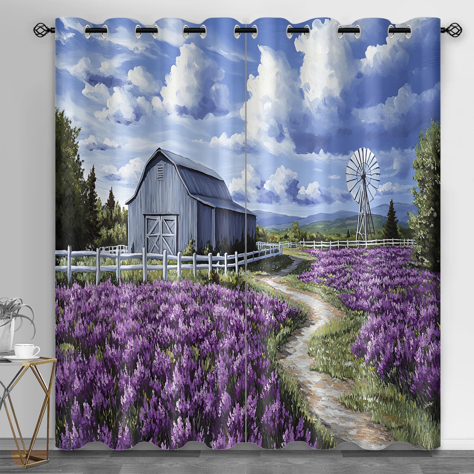 Machinery Window Treatments, Factory Blackout Curtains for Bedroom, Retro Industrial Style Grommet Window Curtain for Bedroom Living Room Patio, 42 x 96 Inch, 2 Panels