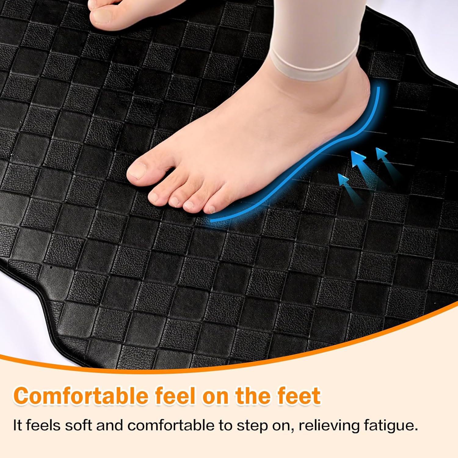 Black 3-Piece Anti Fatigue Kitchen Rug Set