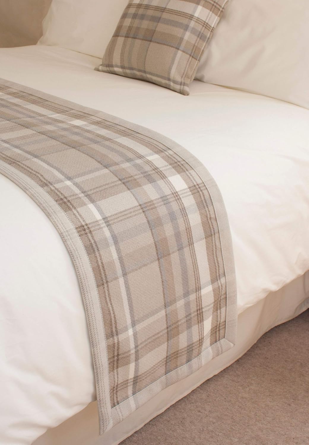 Beige Tartan Square Cushion Cover