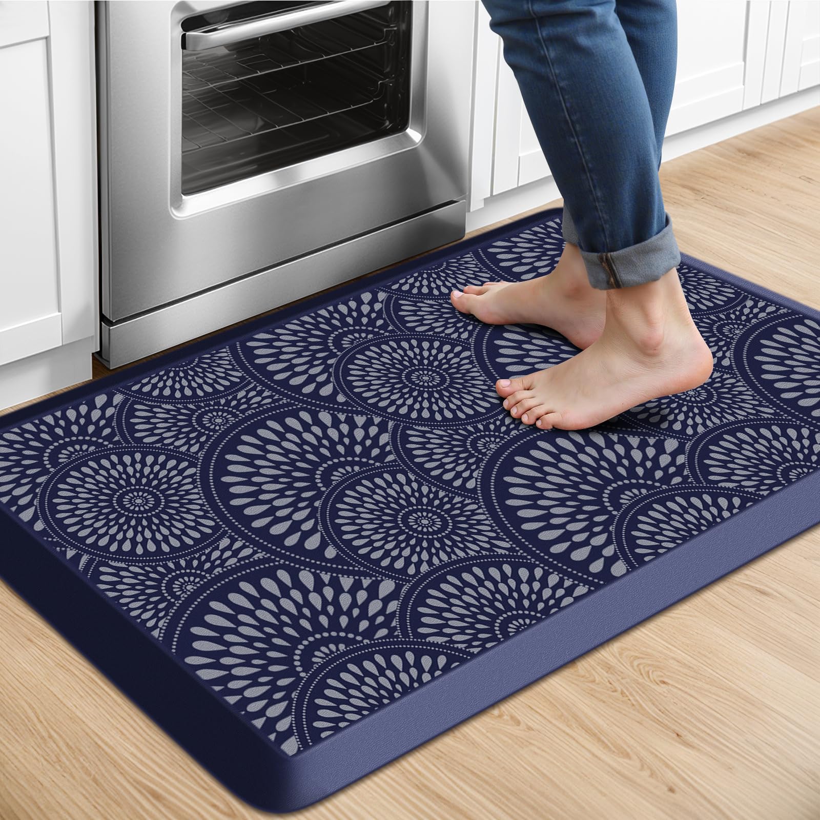 Mattitude 4/5 Inch Kitchen Mat, 20x48in Heavy Duty Ergonomic Comfort Foam Standing Desk Mat, Waterproof Non-Slip Standing Mats and Rugs for Kitchen, Office, Black