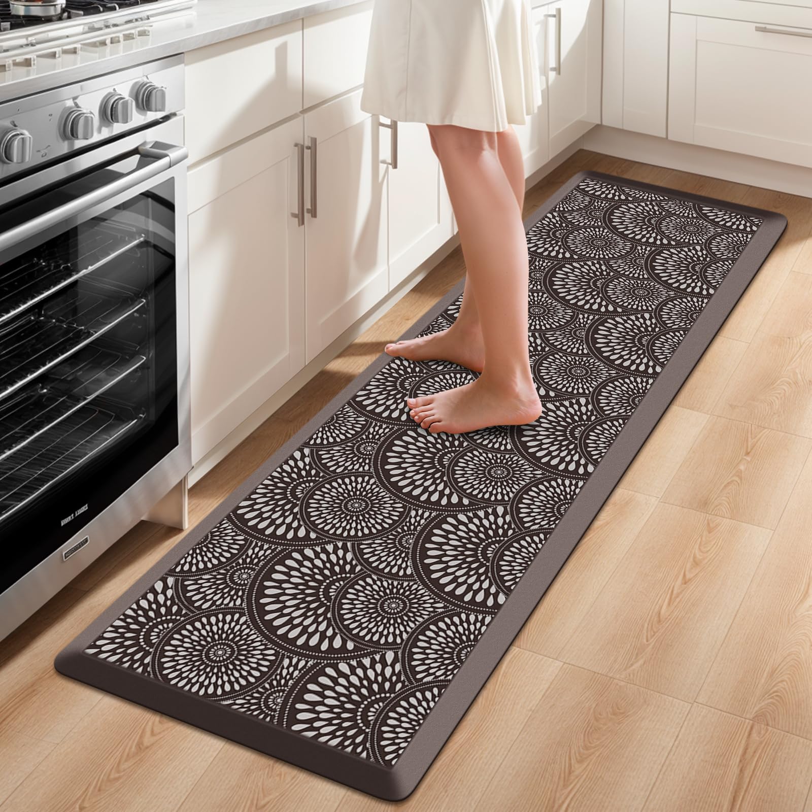 Mattitude 4/5 Inch Kitchen Mat, 20x48in Heavy Duty Ergonomic Comfort Foam Standing Desk Mat, Waterproof Non-Slip Standing Mats and Rugs for Kitchen, Office, Black