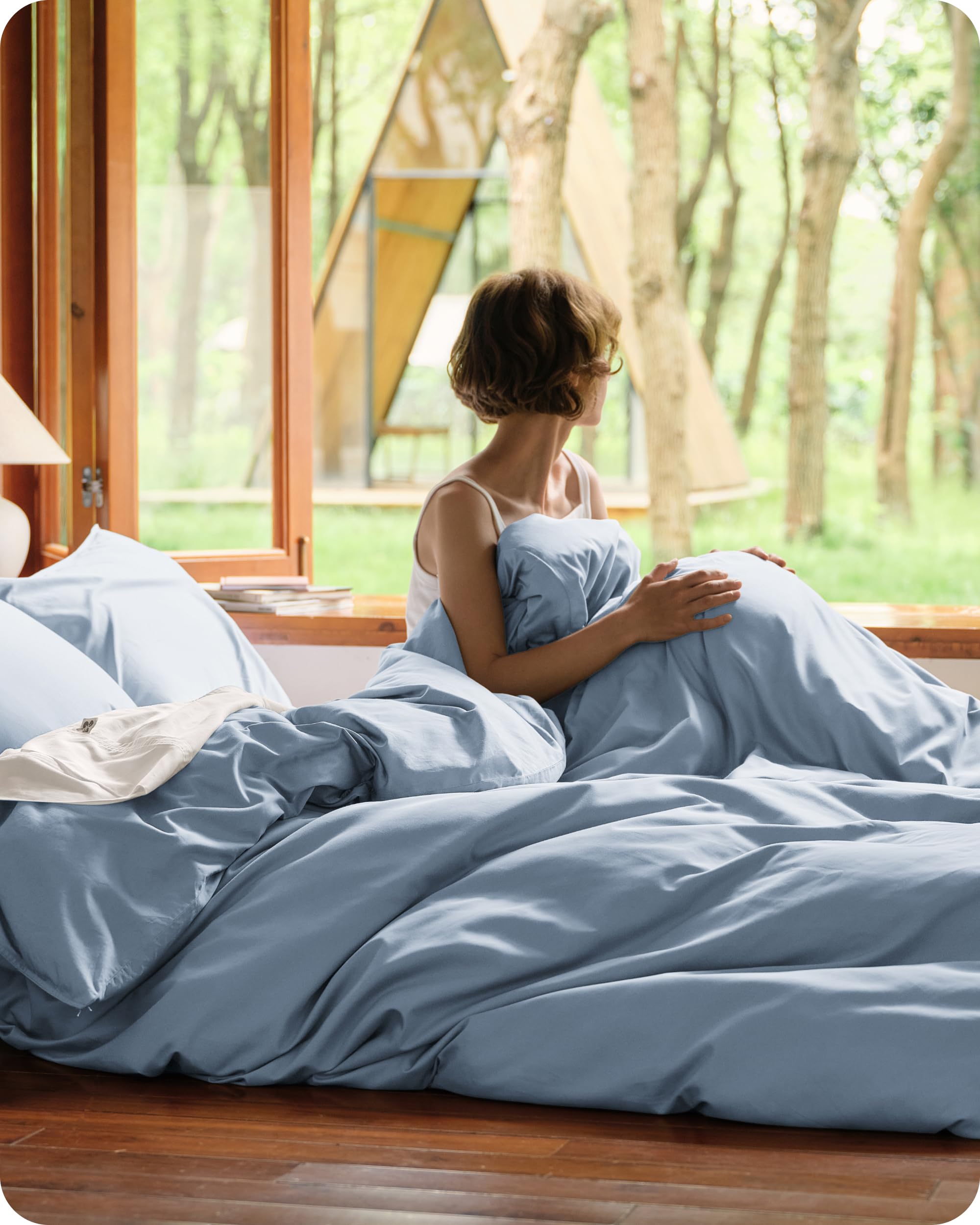 Bedsure 100% Washed Cotton Duvet Cover Oversized King - Natural Minimalist Bedding Set Linen Like - PureWoven Plain Simple & Soft Comforter Cover for All Seasons (Natural, Oversized King, 120"x98")
