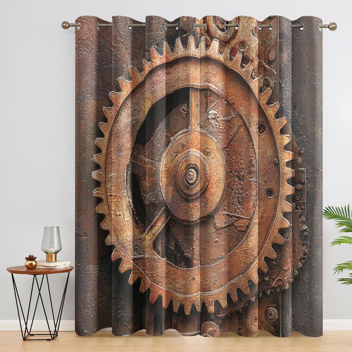 Rusty Industrial Blackout Curtains Set