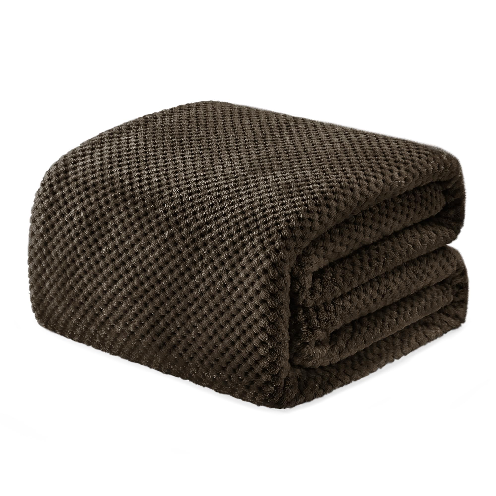 Exclusivo Mezcla Fleece Throw Blanket Extra Large, Super Soft and Warm Blankets for Couch, Sofa and Bed Waffle Textured, Cozy, Fuzzy and Lightweight (Tan, 50x70 Inches)