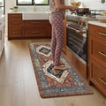 Red Floral Boho Memory Foam Kitchen Runner Rug