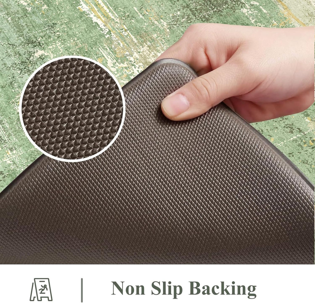 Green Abstract 2-Piece Anti Fatigue Kitchen Mat Set