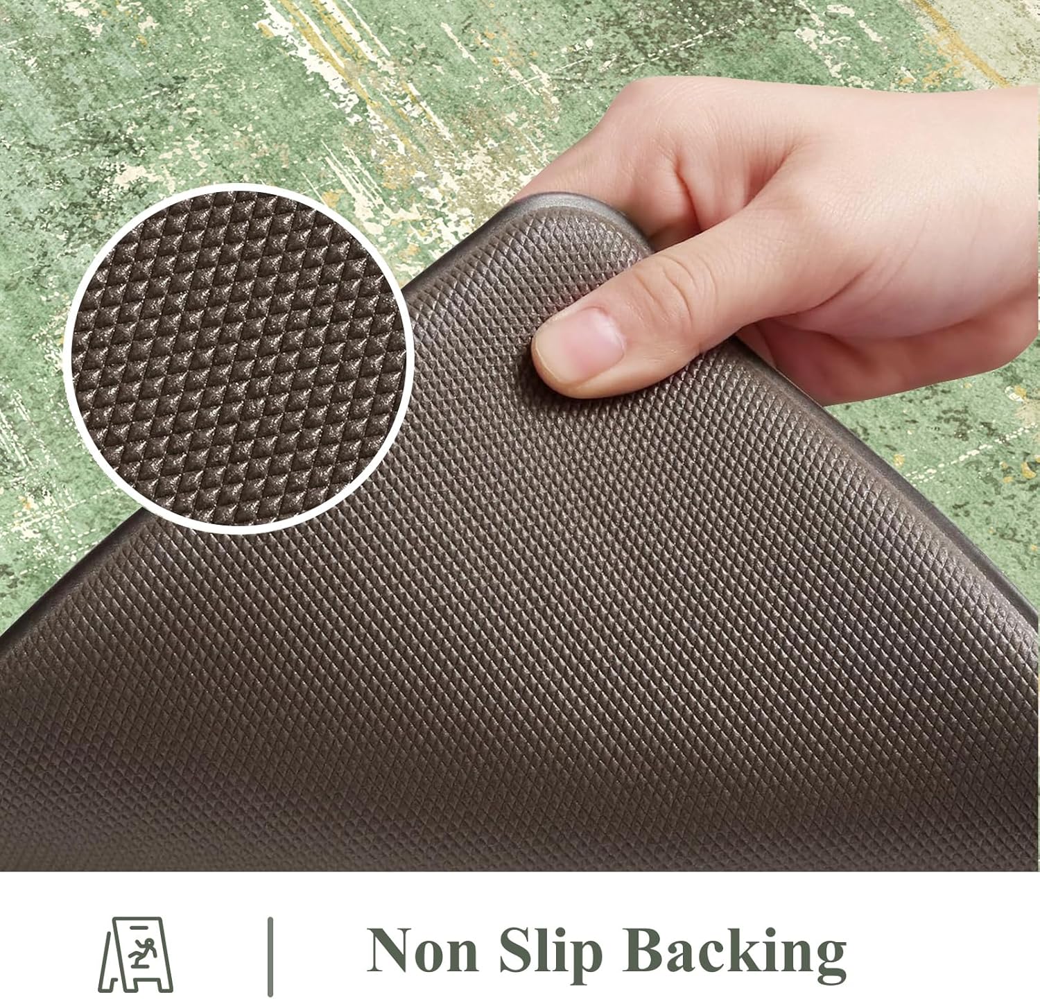 Green Abstract 2-Piece Anti Fatigue Kitchen Mat Set