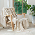 MooMee Muslin Blanket - 100% Cotton 4-Layer Gauze Throw Blanket with All-Around Fringe, Soft Breathable Lightweight Cooling Summer Blankets for Bed Couch (Cream Grey,Super King 108" x 98")