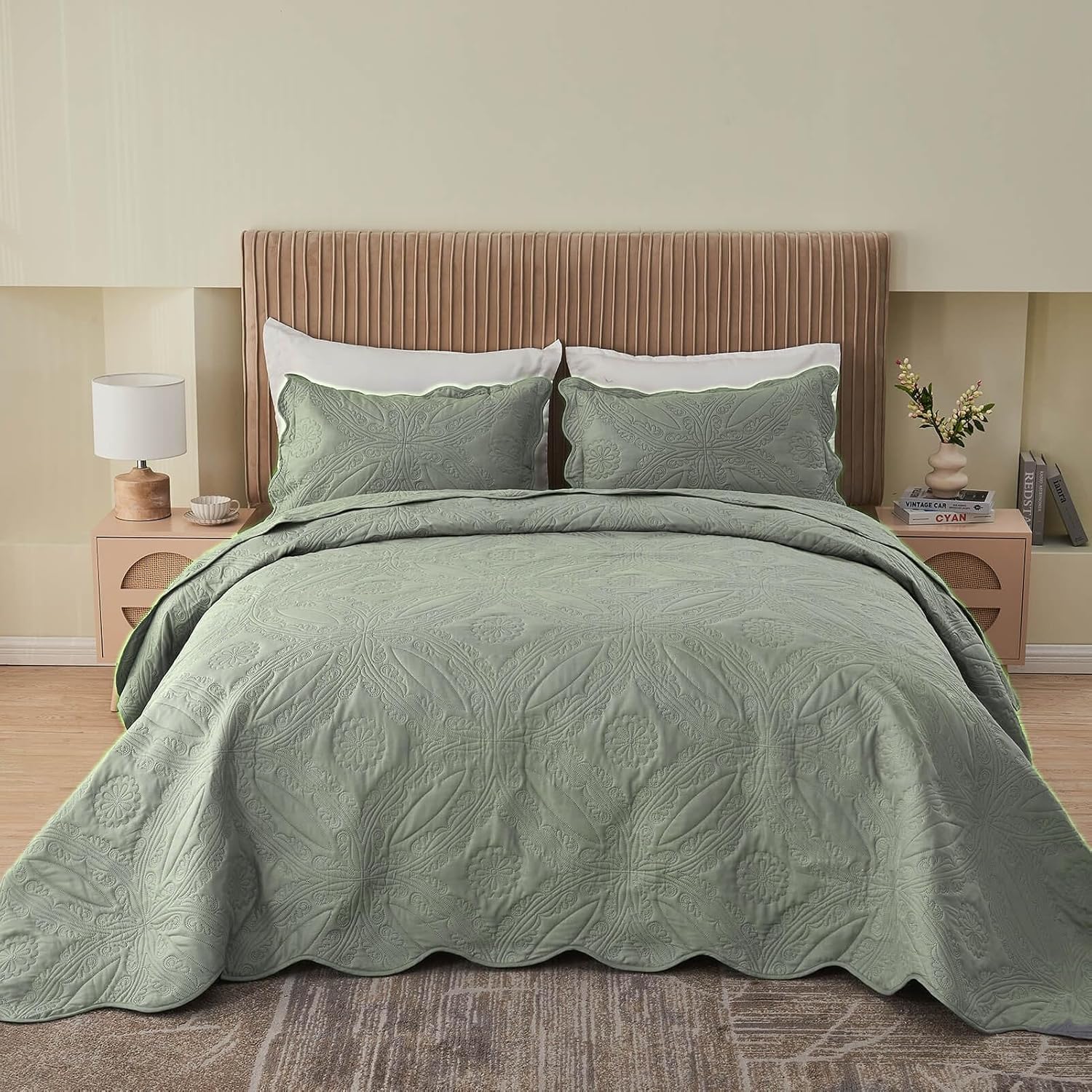 Sage Oversized King Quilt Coverlet Set
