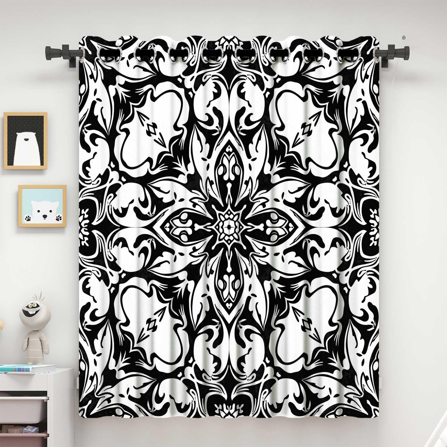 Industrial Decor Vintage Room Darkening Curtains for Bedroom,Sliding Door Curtains Noise Reducing Grommet (W) 60 x (H) 60 Inches,1Panel