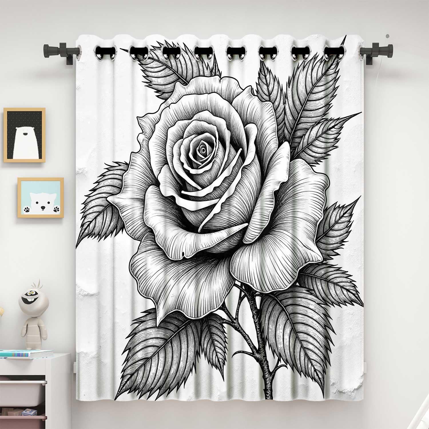 Industrial Decor Vintage Room Darkening Curtains for Bedroom,Sliding Door Curtains Noise Reducing Grommet (W) 60 x (H) 60 Inches,1Panel