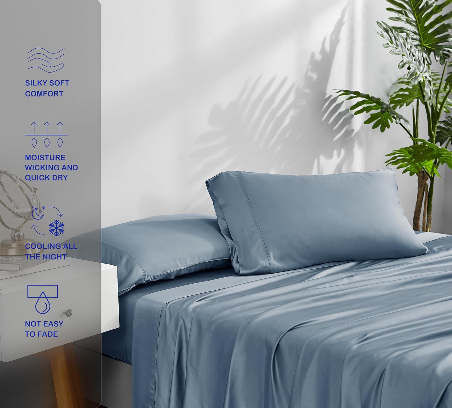 Dusty Blue Bamboo Split King Sheet Set