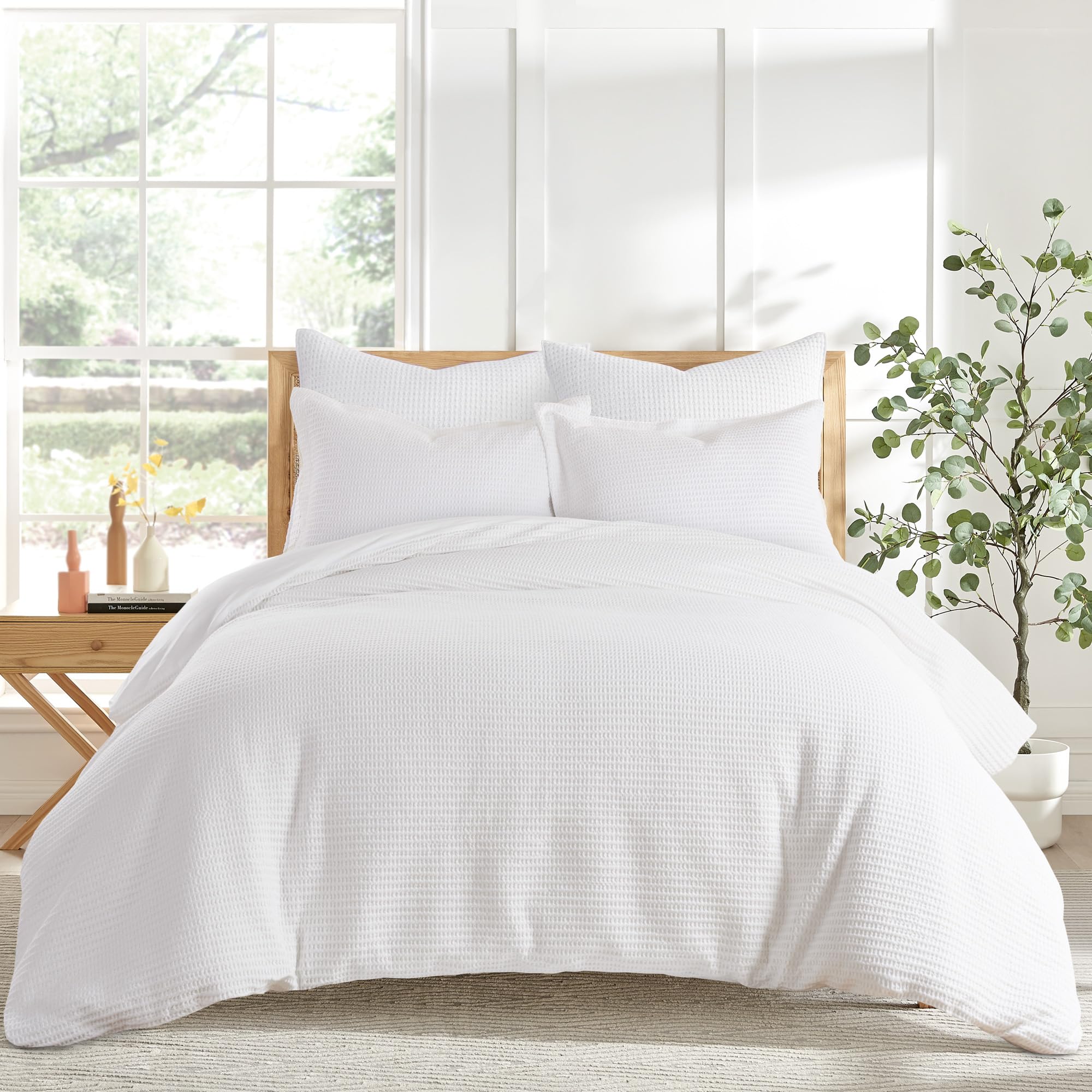 Levtex Home Cloud Waffle Full/Queen Comforter Set (90x94in) with 2 Pillow Shams (26x20in) - Solid Waffle Cotton Texture - Blush - 100% Cotton Full/Queen Size Comforter Set - Soft, Pre-Washed