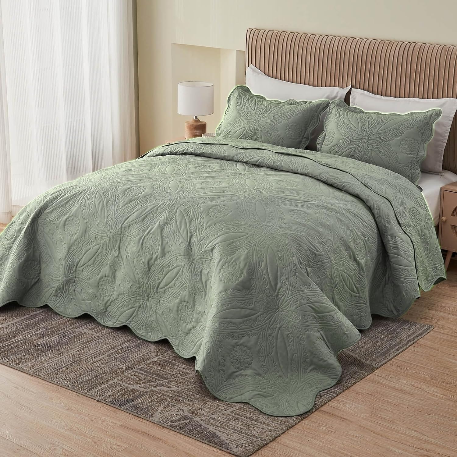 Sage Oversized King Quilt Coverlet Set