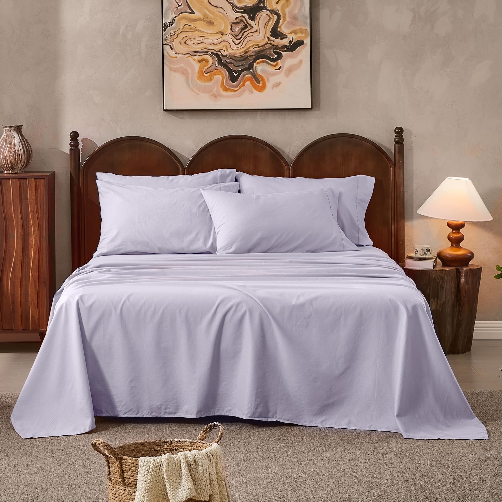 100% Linen Sheets Queen Size,Breathable & Durable 4-Piece Bed Flax Sheet Set,Soft All-Season Bedding for Hot Sleepers 16" Deep Pocket Oeko-TEX Certified,（Queen, Sage Green）