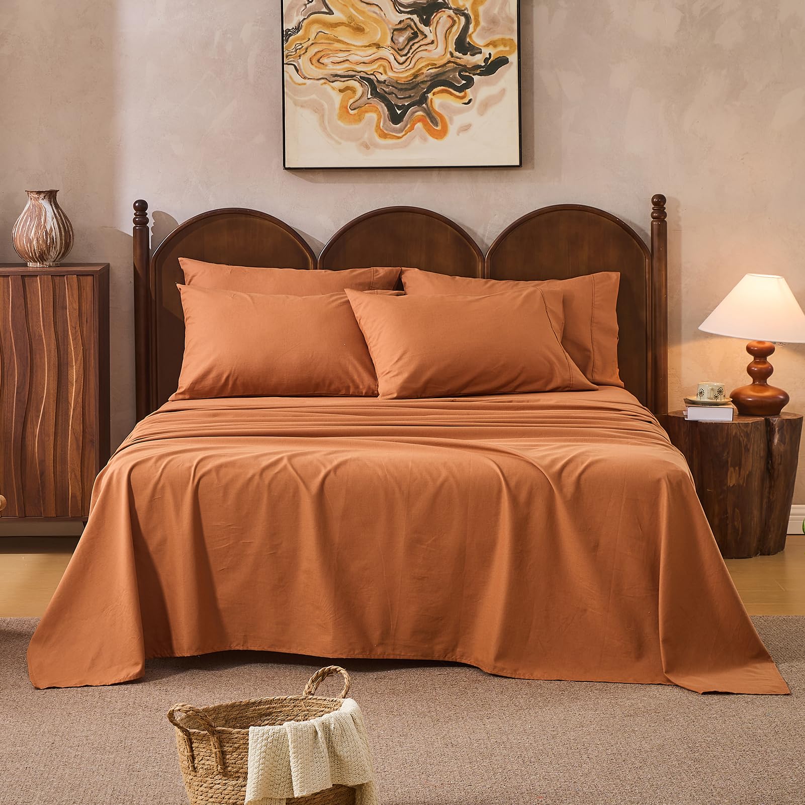 100% Linen Sheets Queen Size,Breathable & Durable 4-Piece Bed Flax Sheet Set,Soft All-Season Bedding for Hot Sleepers 16" Deep Pocket Oeko-TEX Certified,（Queen, Sage Green）