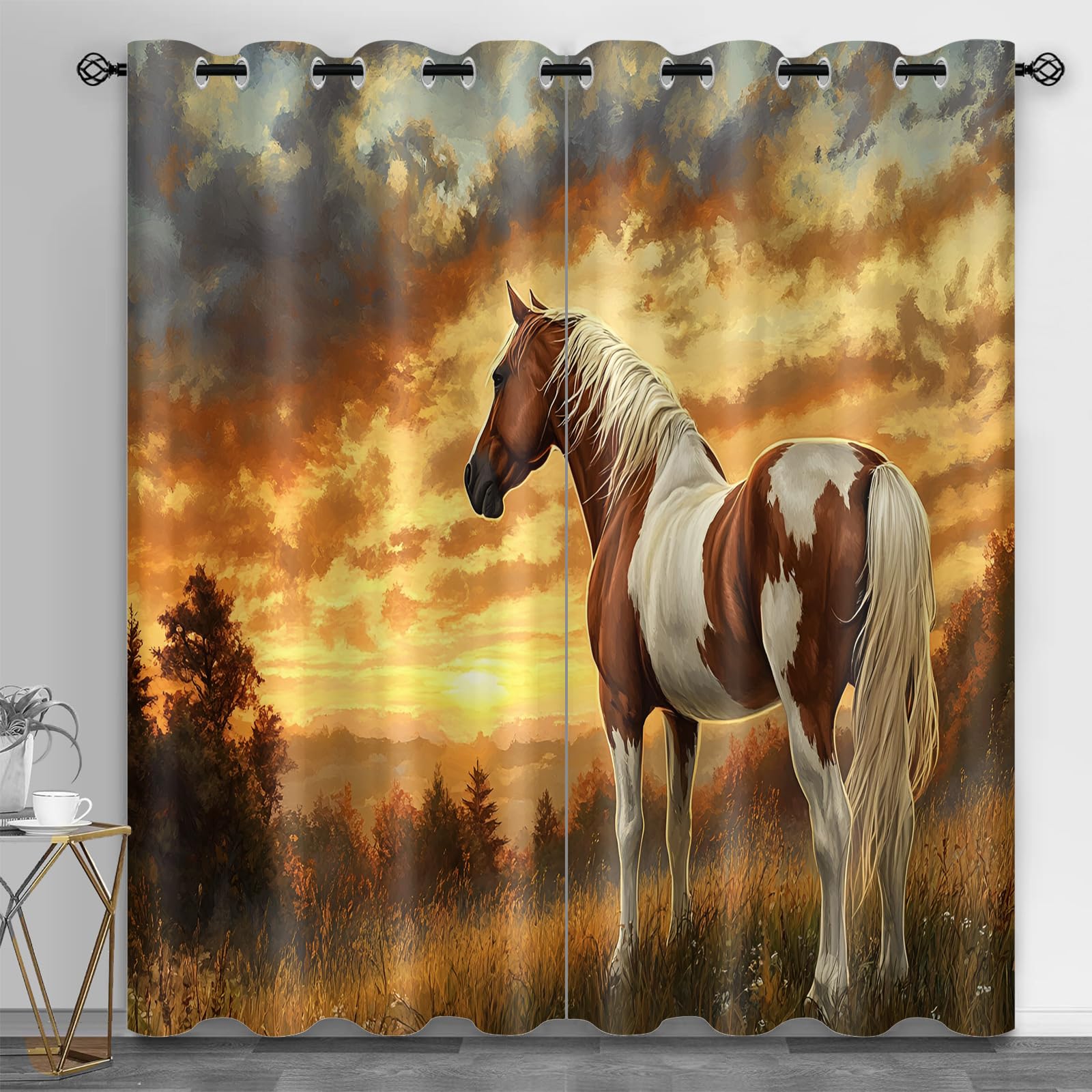 Machinery Window Treatments, Factory Blackout Curtains for Bedroom, Retro Industrial Style Grommet Window Curtain for Bedroom Living Room Patio, 42 x 96 Inch, 2 Panels