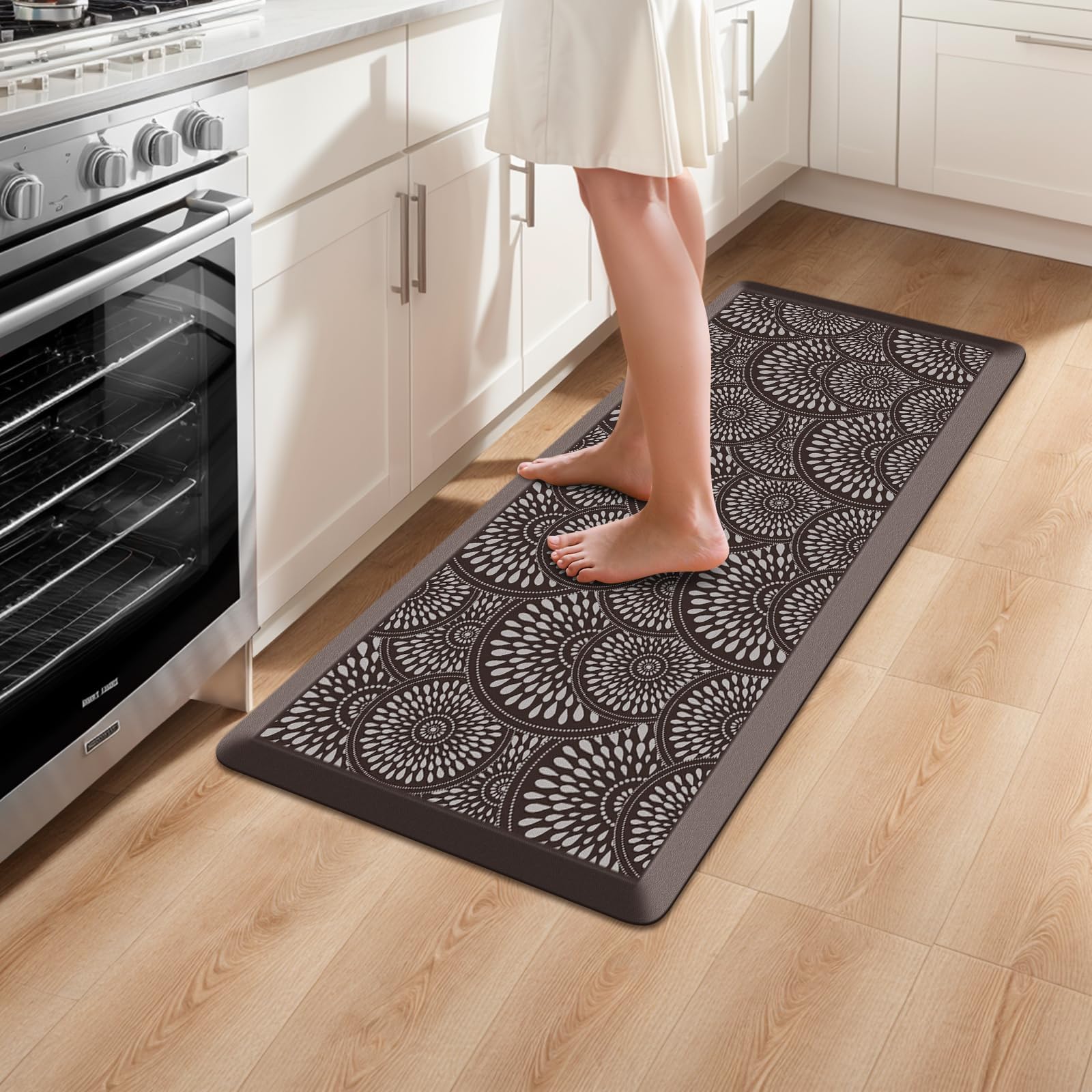 Mattitude 4/5 Inch Kitchen Mat, 20x48in Heavy Duty Ergonomic Comfort Foam Standing Desk Mat, Waterproof Non-Slip Standing Mats and Rugs for Kitchen, Office, Black