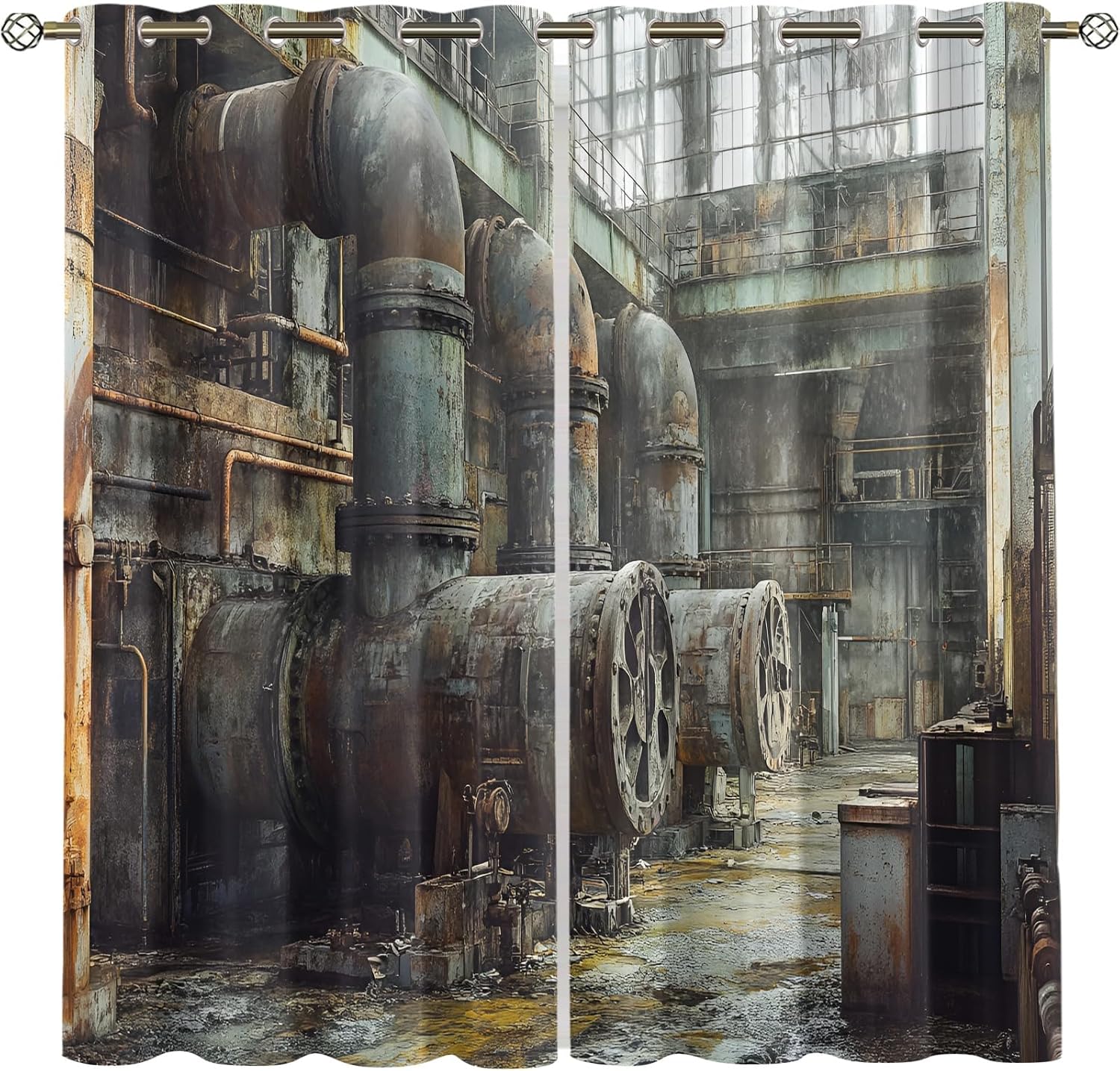 Retro Pipe Industrial Blackout Curtains