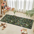 Black Green Botanical 2-Piece Anti Fatigue Kitchen Rug Set