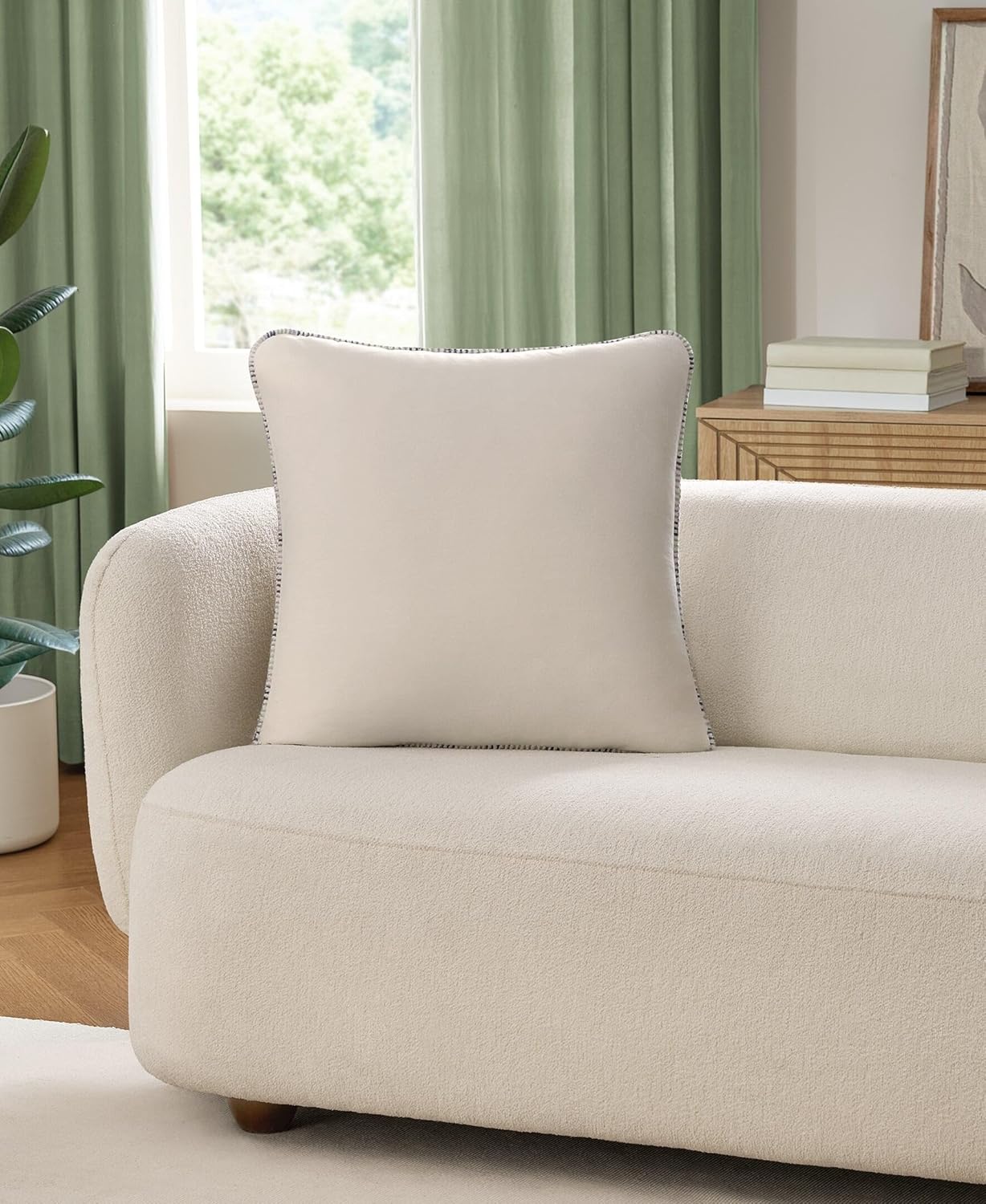 White Stitched Decor Throw Pillow