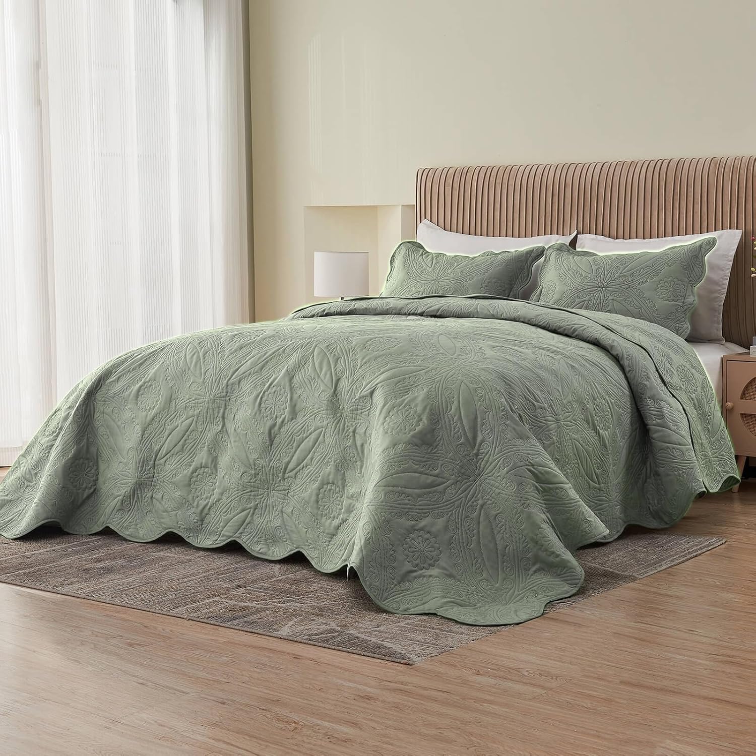 Sage Oversized King Quilt Coverlet Set