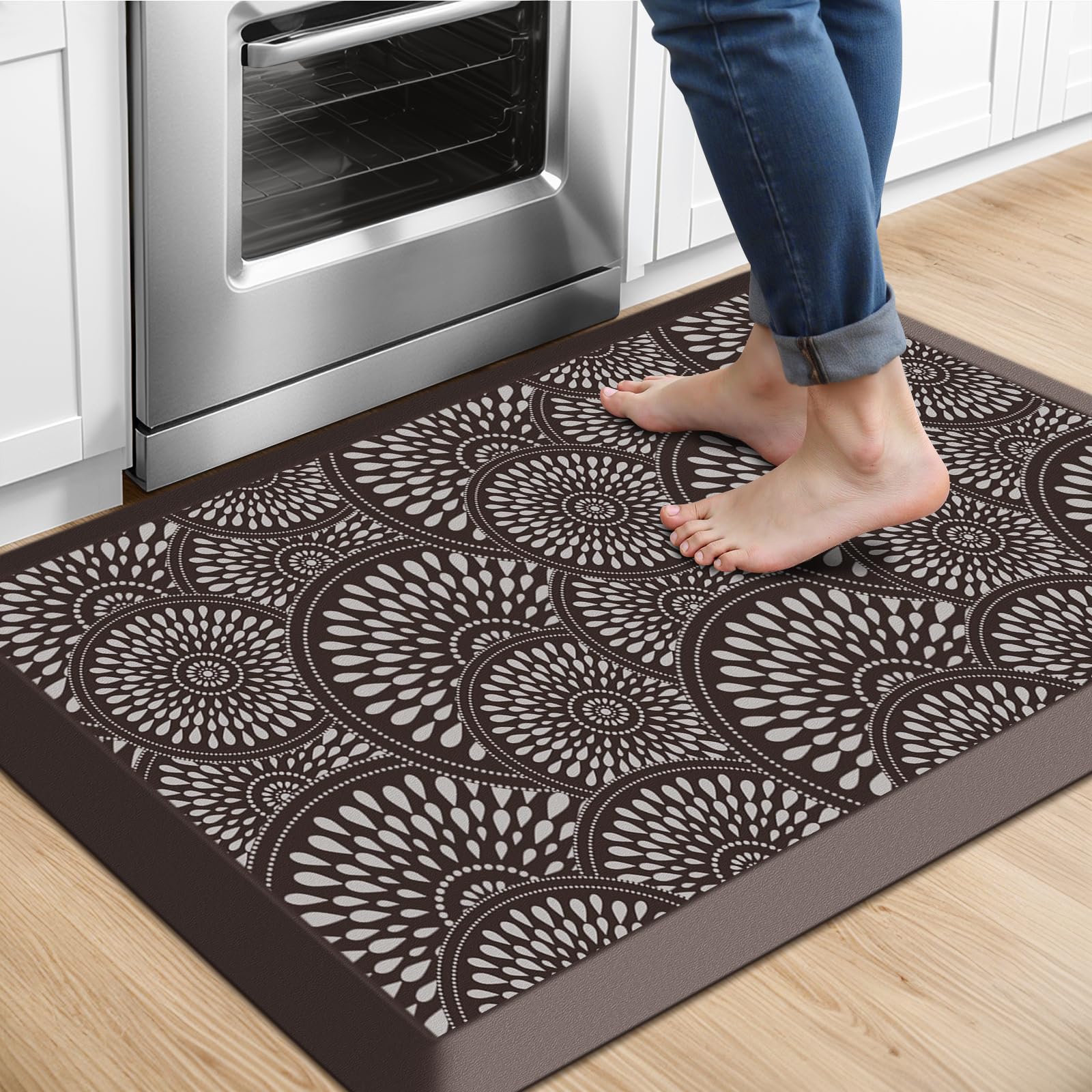 Mattitude 4/5 Inch Kitchen Mat, 20x48in Heavy Duty Ergonomic Comfort Foam Standing Desk Mat, Waterproof Non-Slip Standing Mats and Rugs for Kitchen, Office, Black