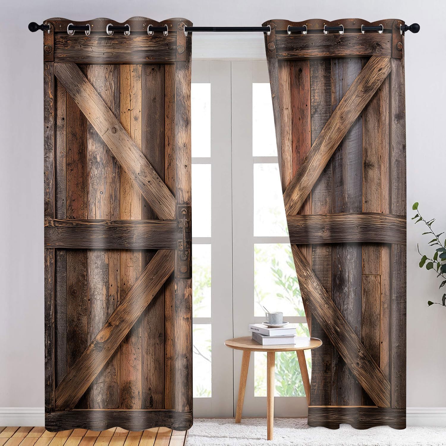 Rustic Wood Blackout Window Curtains