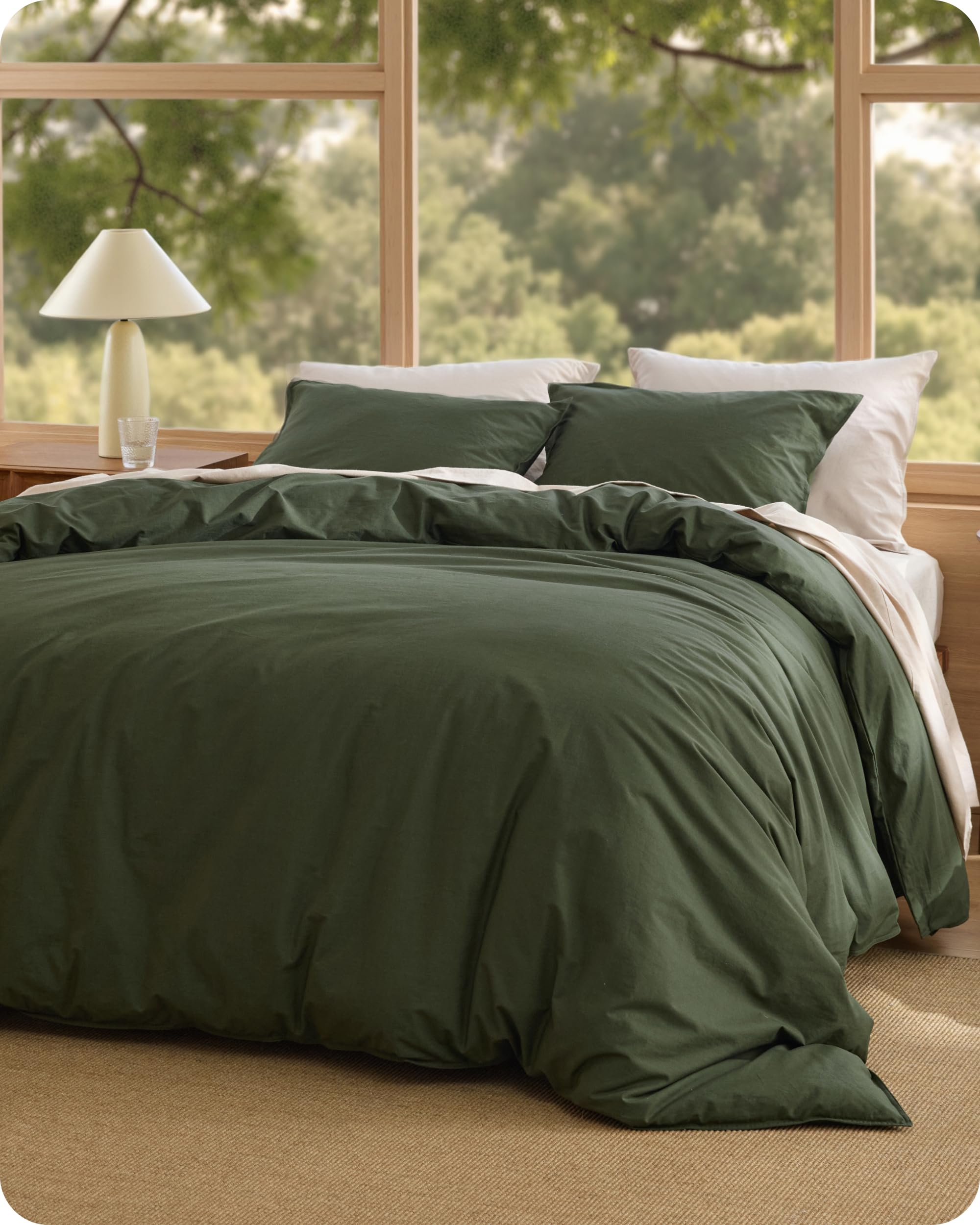 Bedsure 100% Washed Cotton Duvet Cover Oversized King - Natural Minimalist Bedding Set Linen Like - PureWoven Plain Simple & Soft Comforter Cover for All Seasons (Natural, Oversized King, 120"x98")