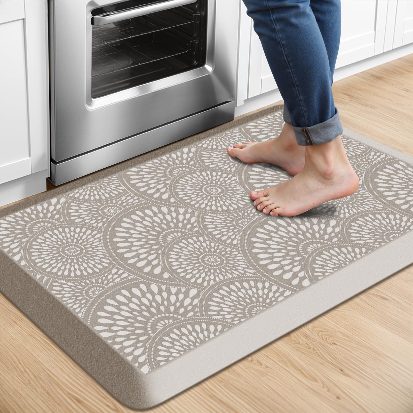 Mattitude 4/5 Inch Kitchen Mat, 20x48in Heavy Duty Ergonomic Comfort Foam Standing Desk Mat, Waterproof Non-Slip Standing Mats and Rugs for Kitchen, Office, Black