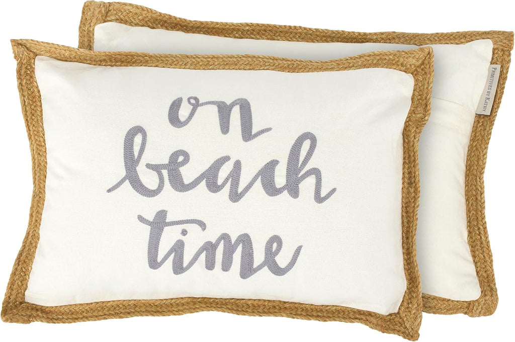 Primitives by Kathy Beach Time Decorative Throw Pillow, Jute, White, 15" Length x 10" Height