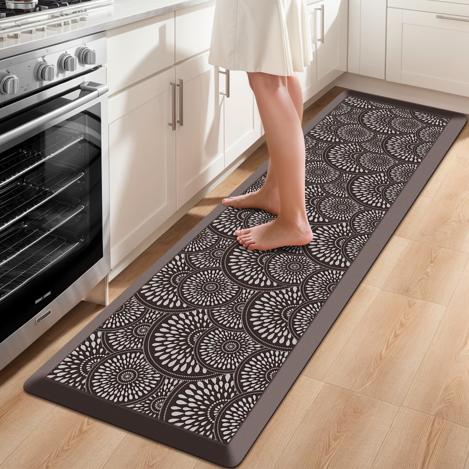 Mattitude 4/5 Inch Kitchen Mat, 20x48in Heavy Duty Ergonomic Comfort Foam Standing Desk Mat, Waterproof Non-Slip Standing Mats and Rugs for Kitchen, Office, Black