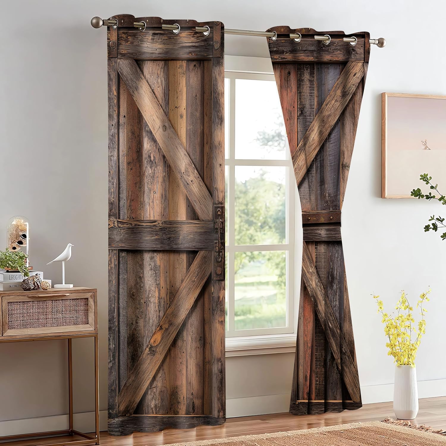 Rustic Wood Blackout Window Curtains