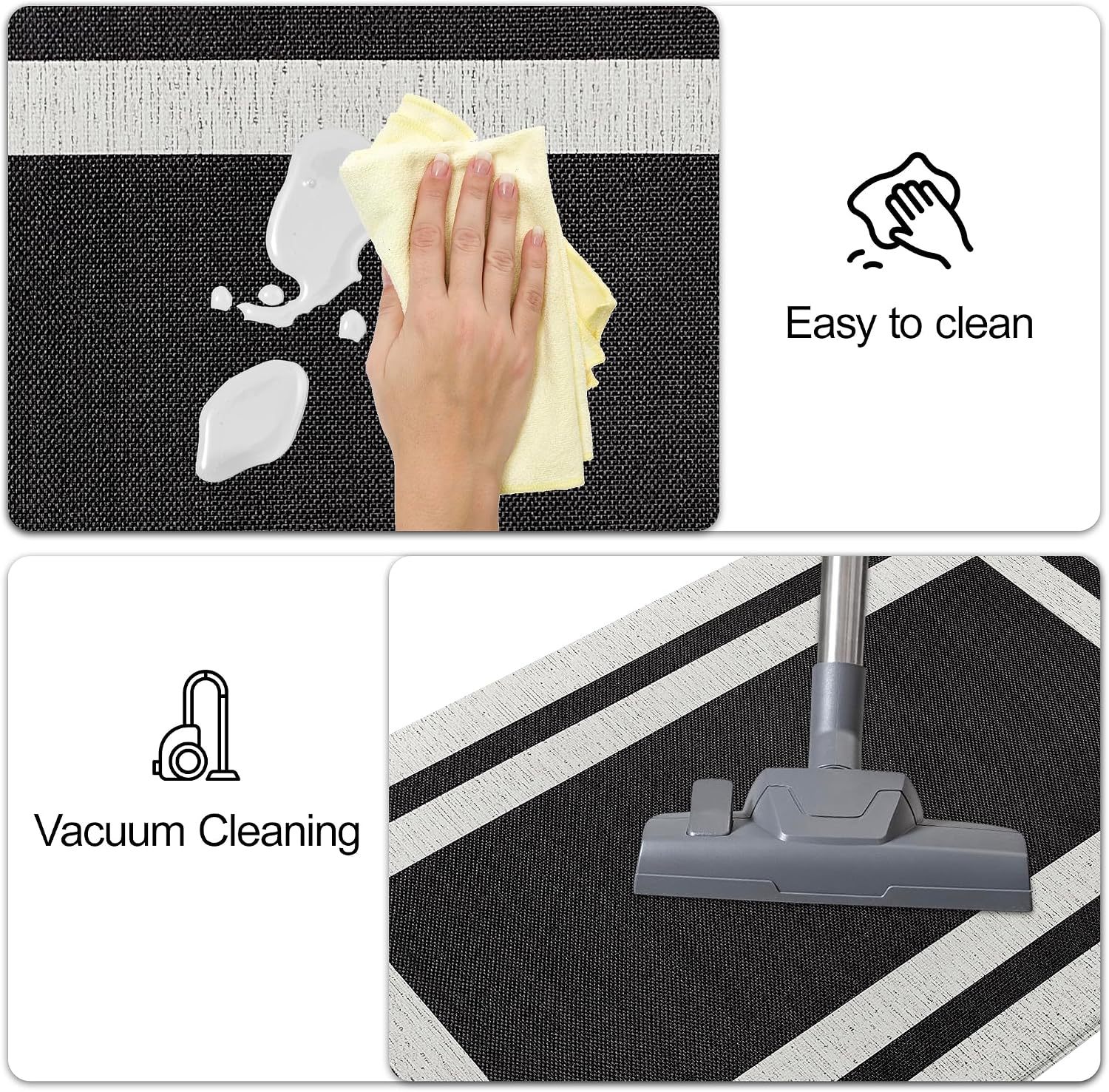 Black Memory Foam Long Anti Fatigue Kitchen Mat