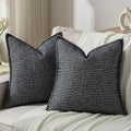 FUTEI Pack of 2 Houndstooth Throw Pillow Covers 26x26 Inch Soft Chenille Gingham Textured Farmhouse Decorative Euro Pillow Shams Modern Home Decor for Couch Bedroom Living Room, Grayish Blue